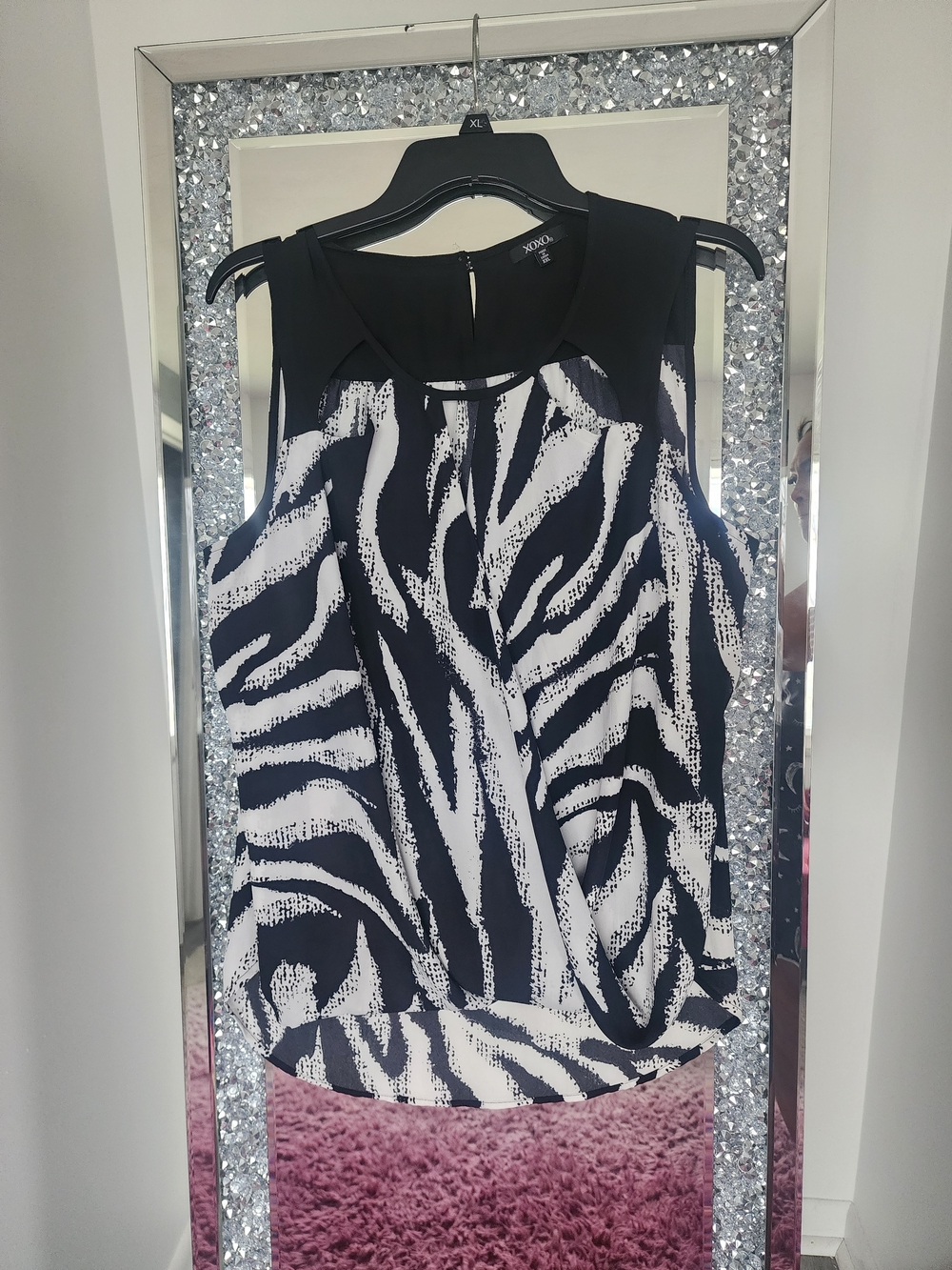 XOXO Black and White Abstract  Sleeveless Top